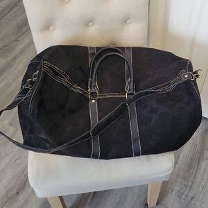 Coach Signature Vintage Black Duffel Bag with Gold Accents